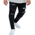 Men's Ripped Fashion Patched Jeans Elasticity Straight Pants